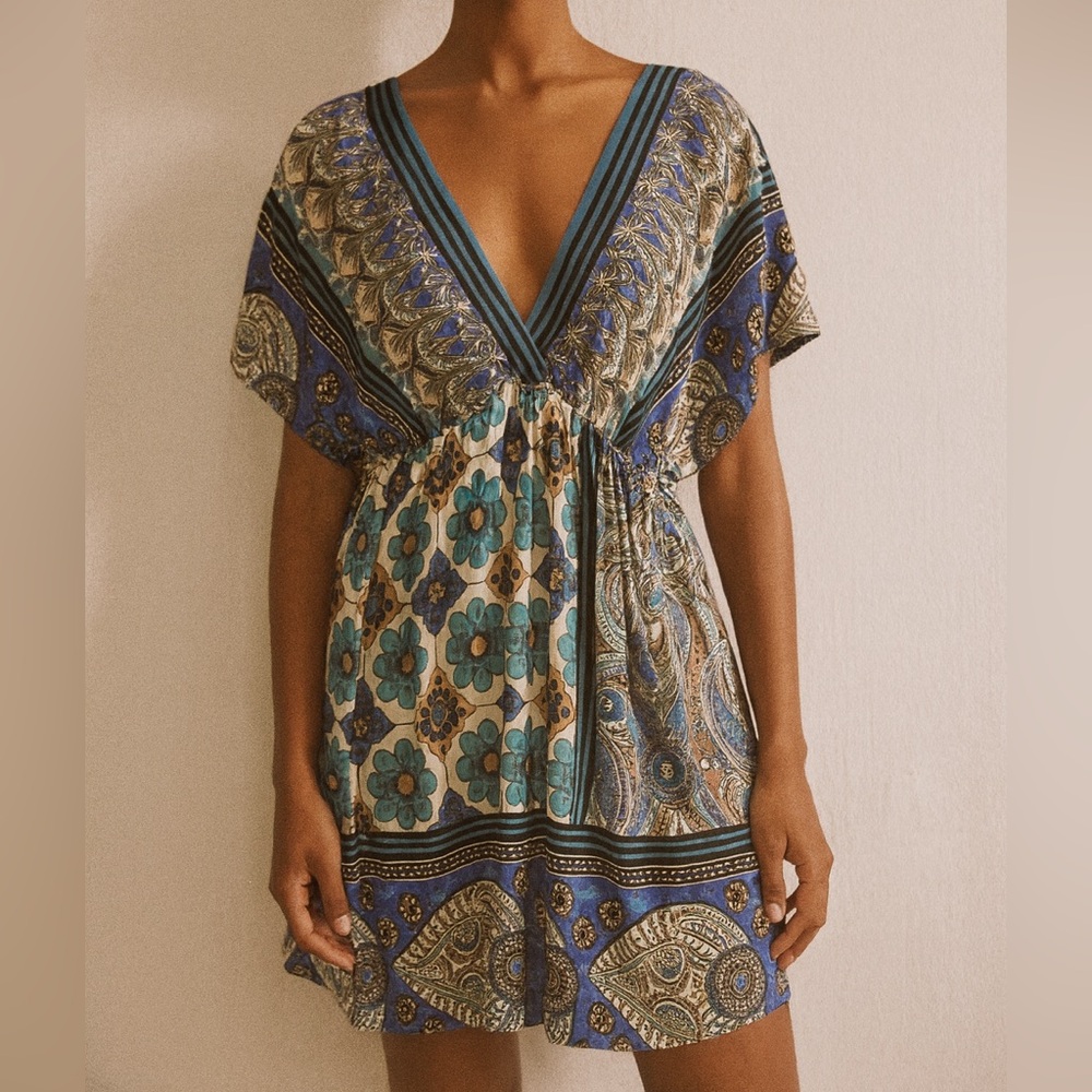 xhilaration Boho Beach Swimsuit Coverup Mini Dress Eclectic L